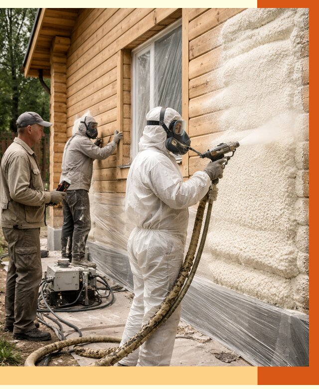 Утепление дома из бруса ППУ в Кирове от 3914 руб/м2 под ключ | ТепломастерКро