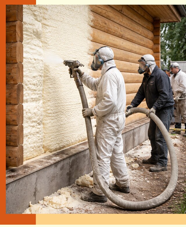 Утепление дома из бруса пенополиуретаном в Кирове