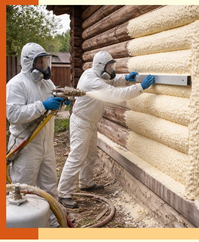 Утепление бревенчатого дома ППУ в Кирове эффективной изоляцией