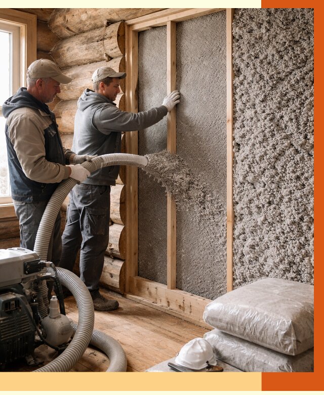 Утепление бревенчатого дома эковатой в Кирове от 2795 руб. | ТепломастерКро