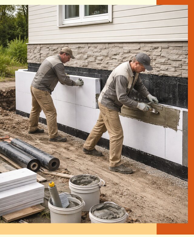 Утепление фундамента снаружи в Кирове от 4269 руб. за м² | ТепломастерКро