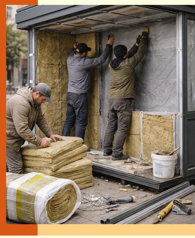 Утепление павильона шаурмы под ключ в Кирове