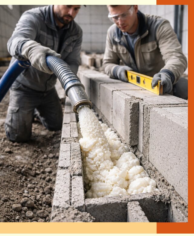 Заполнение колодцевой кладки ППУ в Кирове от 4269 руб. за м2 | ТепломастерКро