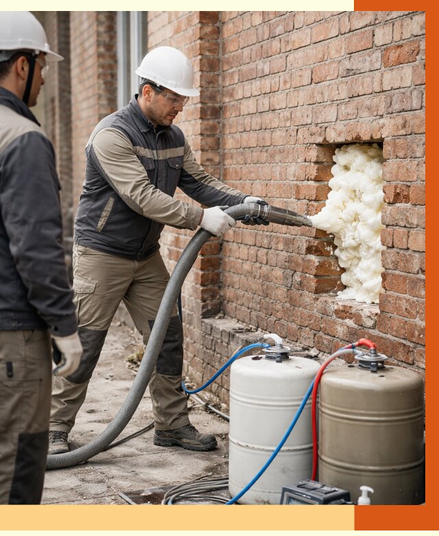 Заливка ППУ в пустоты кирпичной стены в Кирове от 2795 руб. | ТепломастерКро