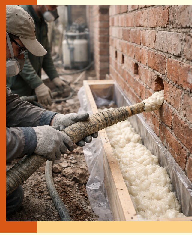 Заливка ППУ в пустоты кирпичной стены в Кирове