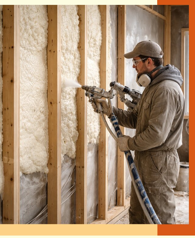 Утепление каркасной стены ППУ в Кирове от 4320 руб./м2 под ключ | ТепломастерКро