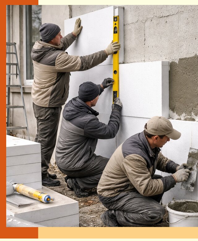 Утепление пенопластом наружных стен и фасадов в Кирове