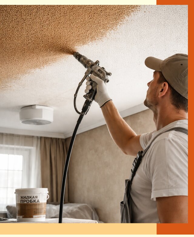 Утепление потолка жидкой пробкой в Кирове от 3558 руб. | ТепломастерКро