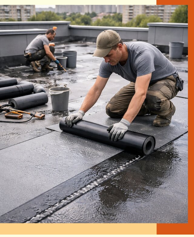 Гидроизоляция плоской кровли в Кирове от 4574 руб./м2 — профессионально | ТепломастерКро
