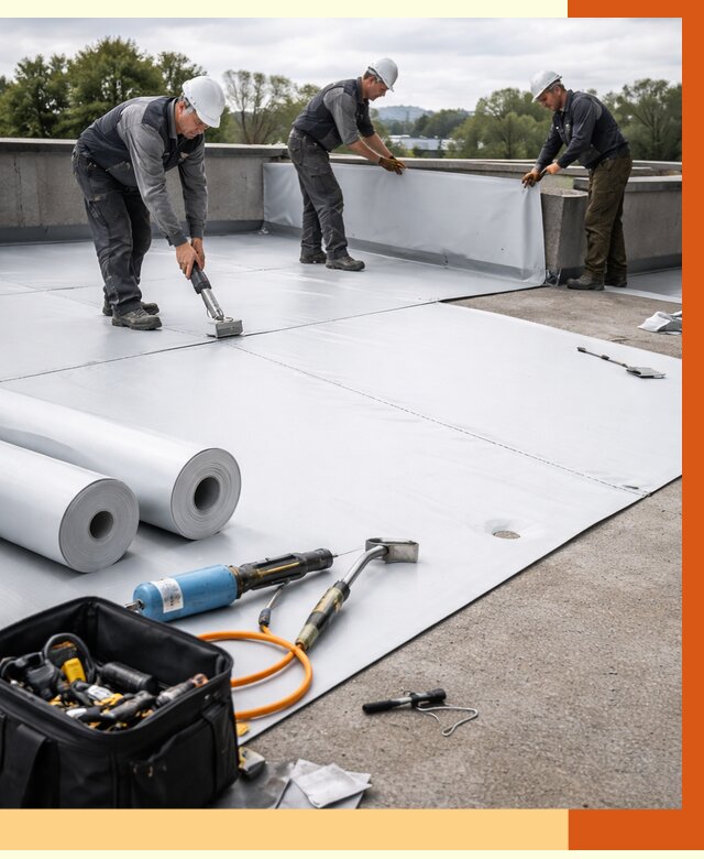 Гидроизоляция мембранной кровли в Кирове от 7624 руб./м² — профессионально | ТепломастерКро