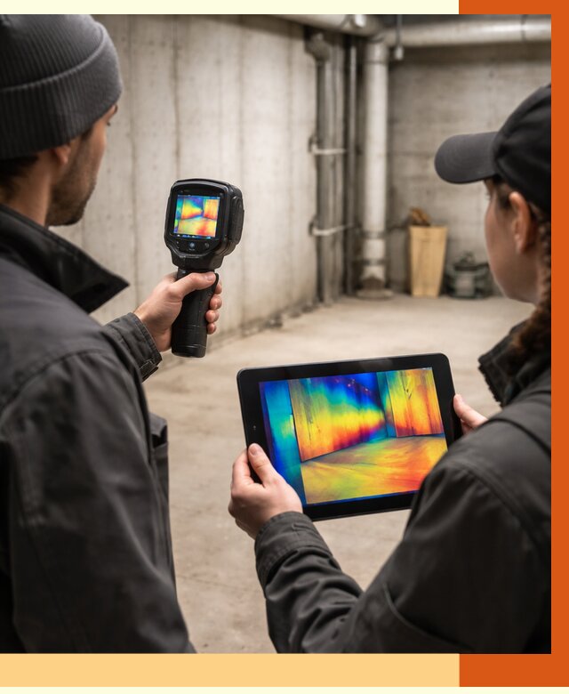 Тепловизионное обследование подвала в Кирове от 4574 руб. — проверка гидроизоляции | ТепломастерКро