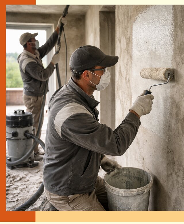 Подготовка поверхности под напыление утеплителя в Кирове